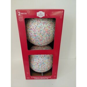 Holiday Time Set Of 2 Jumbo Multicolor Beads Sprinkles Christmas Ornaments New